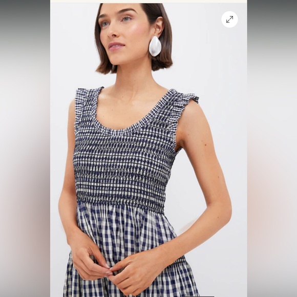 POMANDER PLACE
Navy Gingham Smocked Abilene Midi Dress - Picture 4 of 5